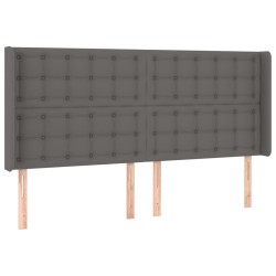 vidaXL Kopfteil mit Ohren Grau 203x16x118/128 cm Kunstleder