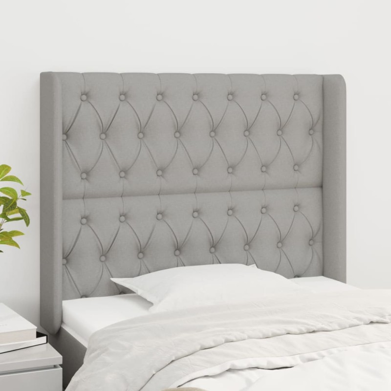 vidaXL Kopfteil mit Ohren Hellgrau 103x16x118/128 cm Stoff vidaXL Kopfteil mit Ohren Hellgrau 103x16x118/128 cm Stoff