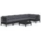 vidaXL 7-tlg. Garten-Lounge-Set mit Kissen Schwarz Kiefernholz vidaXL 7-tlg. Garten-Lounge-Set mit Kissen Schwarz Kiefernholz