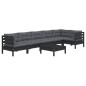 vidaXL 7-tlg. Garten-Lounge-Set mit Kissen Schwarz Kiefernholz vidaXL 7-tlg. Garten-Lounge-Set mit Kissen Schwarz Kiefernholz