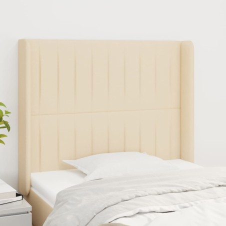 vidaXL Kopfteil mit Ohren Creme 93x16x118/128 cm Stoff