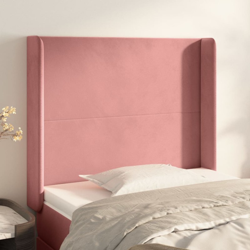 vidaXL Kopfteil mit Ohren Rosa 93x16x118/128 cm Samt