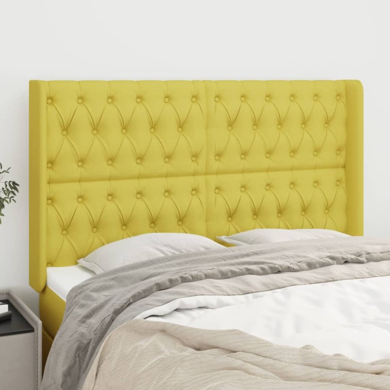 vidaXL Kopfteil mit Ohren Grün 147x16x118/128 cm Stoff vidaXL Kopfteil mit Ohren Grün 147x16x118/128 cm Stoff