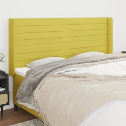 vidaXL Kopfteil mit Ohren Grün 203x16x118/128 cm Stoff