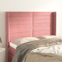 vidaXL Kopfteil mit Ohren Rosa 147x16x118/128 cm Samt