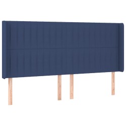 vidaXL Kopfteil mit Ohren Blau 183x16x118/128 cm Stoff