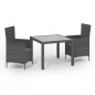 vidaXL 3-tlg. Garten-Essgruppe mit Auflagen Poly Rattan Grau vidaXL 3-tlg. Garten-Essgruppe mit Auflagen Poly Rattan Grau