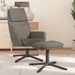 vidaXL Relaxsessel mit Hocker Hellgrau Samt