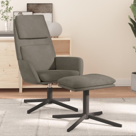 vidaXL Relaxsessel mit Hocker Hellgrau Samt