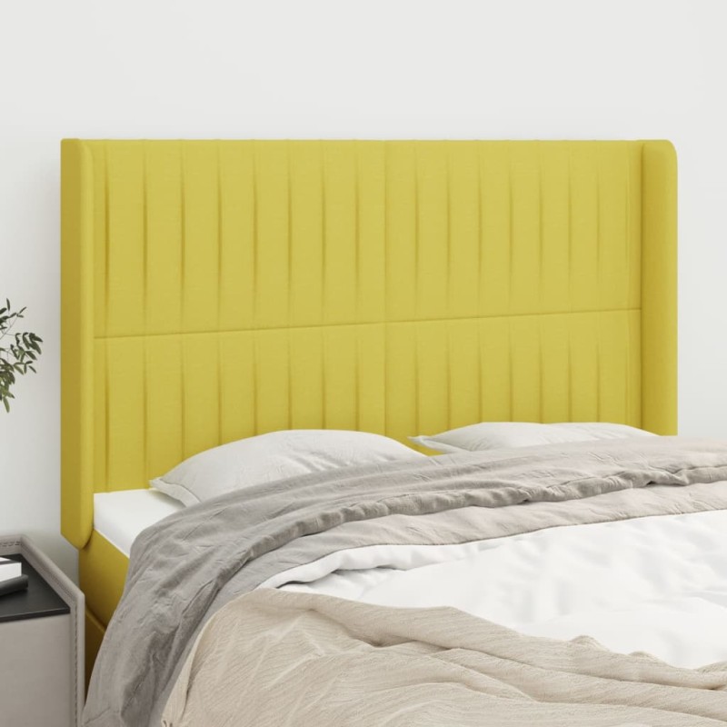 vidaXL Kopfteil mit Ohren Grün 147x16x118/128 cm Stoff vidaXL Kopfteil mit Ohren Grün 147x16x118/128 cm Stoff