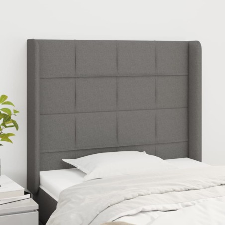 vidaXL Kopfteil mit Ohren Dunkelgrau 83x16x118/128 cm Stoff