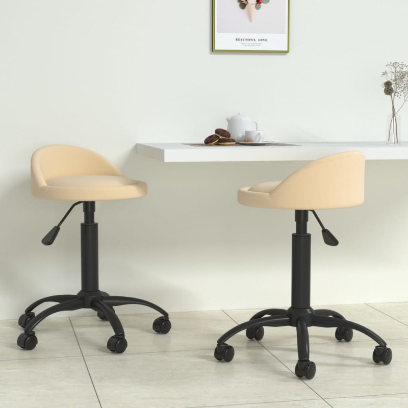 Esszimmerstühle 2 Stk. Drehbar Creme Samt