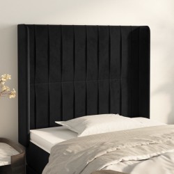 vidaXL Kopfteil mit Ohren Schwarz 103x16x118/128 cm Samt