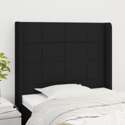 vidaXL Kopfteil mit Ohren Schwarz 83x16x118/128 cm Stoff
