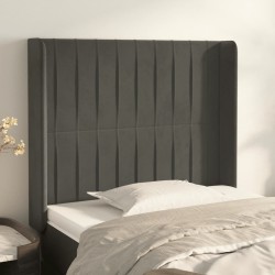 vidaXL Kopfteil mit Ohren Dunkelgrau 83x16x118/128 cm Samt