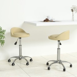 Esszimmerstühle 2 Stk. Drehbar Creme Kunstleder