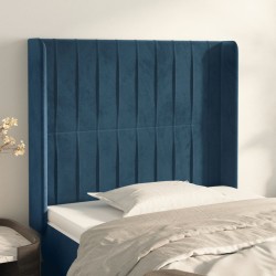 vidaXL Kopfteil mit Ohren Dunkelblau 103x16x118/128 cm Samt