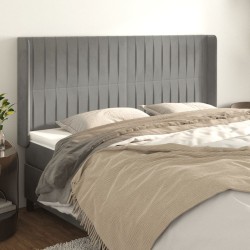 vidaXL Kopfteil mit Ohren Hellgrau 183x16x118/128 cm Samt