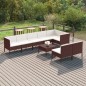vidaXL 9-tlg. Garten-Lounge-Set mit Auflagen Poly Rattan Braun vidaXL 9-tlg. Garten-Lounge-Set mit Auflagen Poly Rattan Braun