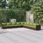 vidaXL 9-tlg. Garten-Lounge-Set mit Kissen Poly Rattan Braun vidaXL 9-tlg. Garten-Lounge-Set mit Kissen Poly Rattan Braun