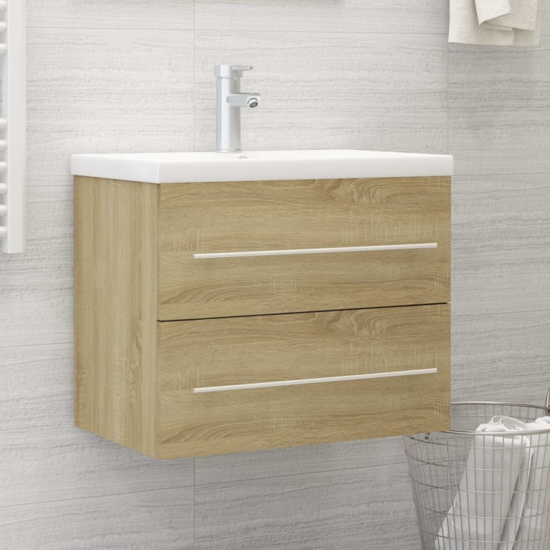 vidaXL Waschbeckenunterschrank Einbaubecken Sonoma-Eiche Holzwerkstoff vidaXL Waschbeckenunterschrank Einbaubecken Sonoma-Eiche Holzwerkstoff