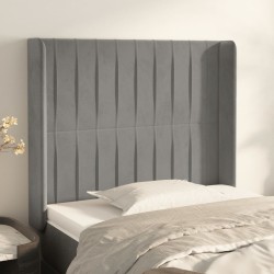 vidaXL Kopfteil mit Ohren Hellgrau 93x16x118/128 cm Samt