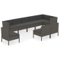 vidaXL 9-tlg. Garten-Lounge-Set mit Auflagen Poly Rattan Grau vidaXL 9-tlg. Garten-Lounge-Set mit Auflagen Poly Rattan Grau