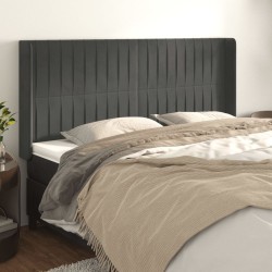 vidaXL Kopfteil mit Ohren Dunkelgrau 183x16x118/128 cm Samt
