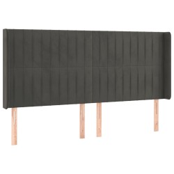 vidaXL Kopfteil mit Ohren Dunkelgrau 183x16x118/128 cm Samt