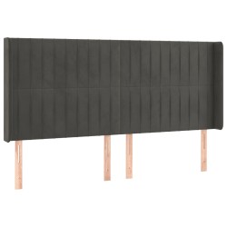 vidaXL Kopfteil mit Ohren Dunkelgrau 163x16x118/128 cm Samt
