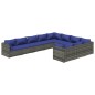 vidaXL 10-tlg. Garten-Lounge-Set mit Kissen Poly Rattan Grau vidaXL 10-tlg. Garten-Lounge-Set mit Kissen Poly Rattan Grau