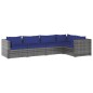 vidaXL 5-tlg. Garten-Lounge-Set mit Kissen Poly Rattan Grau vidaXL 5-tlg. Garten-Lounge-Set mit Kissen Poly Rattan Grau