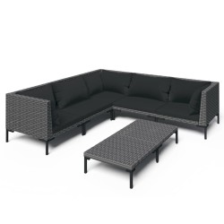 vidaXL 6-tlg. Garten-Lounge-Set mit Kissen Poly Rattan Dunkelgrau