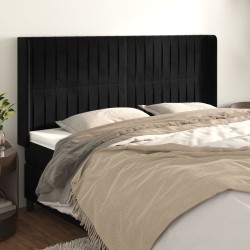 vidaXL Kopfteil mit Ohren Schwarz 163x16x118/128 cm Samt