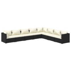 vidaXL 8-tlg. Garten-Lounge-Set mit Kissen Poly Rattan Schwarz