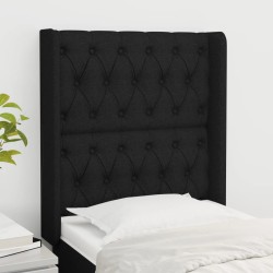 vidaXL Kopfteil mit Ohren Schwarz 83x16x118/128 cm Stoff