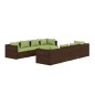vidaXL 9-tlg. Garten-Lounge-Set mit Kissen Poly Rattan Braun vidaXL 9-tlg. Garten-Lounge-Set mit Kissen Poly Rattan Braun