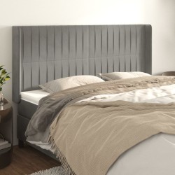 vidaXL Kopfteil mit Ohren Hellgrau 163x16x118/128 cm Samt