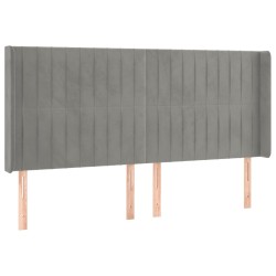 vidaXL Kopfteil mit Ohren Hellgrau 163x16x118/128 cm Samt
