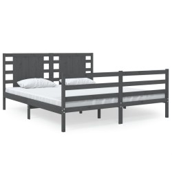 vidaXL Massivholzbett Grau Kiefer 135x190 cm