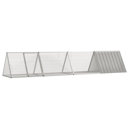 vidaXL Kaninchenkäfig Grau 403,5x80,5x71 cm Verzinkter Stahl