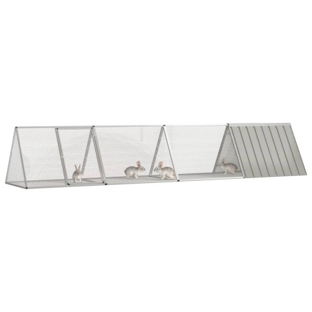 vidaXL Kaninchenkäfig Grau 403,5x80,5x71 cm Verzinkter Stahl