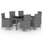 vidaXL 7-tlg. Garten-Essgruppe mit Kissen Poly Rattan Grau vidaXL 7-tlg. Garten-Essgruppe mit Kissen Poly Rattan Grau