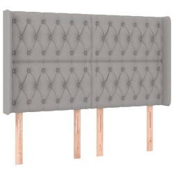 vidaXL Kopfteil mit Ohren Hellgrau 163x16x118/128 cm Stoff