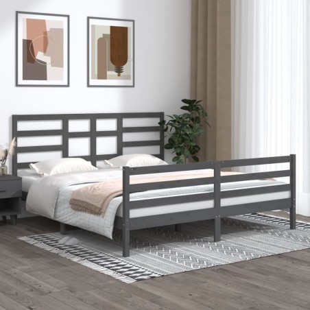 vidaXL Massivholzbett Grau 180x200 cm