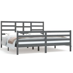vidaXL Massivholzbett Grau 180x200 cm