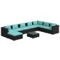 vidaXL 9-tlg. Garten-Lounge-Set mit Kissen Poly Rattan Schwarz vidaXL 9-tlg. Garten-Lounge-Set mit Kissen Poly Rattan Schwarz