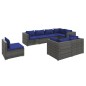 vidaXL 8-tlg. Garten-Lounge-Set mit Kissen Poly Rattan Grau vidaXL 8-tlg. Garten-Lounge-Set mit Kissen Poly Rattan Grau