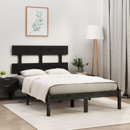 vidaXL Massivholzbett Schwarz 120x200 cm