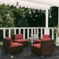 vidaXL 4-tlg. Garten-Lounge-Set mit Auflagen Poly Rattan Braun vidaXL 4-tlg. Garten-Lounge-Set mit Auflagen Poly Rattan Braun